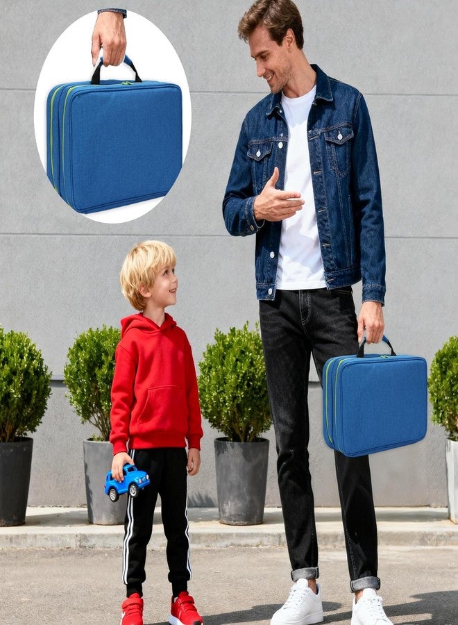 KISLANE Toy Car Storage Case with Elastic Bands and PVC Compartments - Holds 105 Diecast Cars, Matchbox Cars Storage Case, Portable Carrying case with Zipper Pockets (Blue) - Image 5